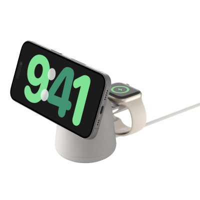 Belkin Зарядне бездротовий пристрій 2в1 MagSafe iPhone/Watch/AirPods, Sand Mass
