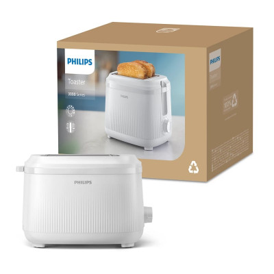 Philips Тостер Series 3000 900Вт, пластик, підігрів, розморожування, білий