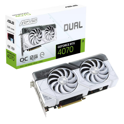 ASUS Відеокарта GeForce RTX 4070 12GB GDDR6X DUAL-RTX4070-O12G-WHITE білий