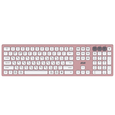 2E Клавіатура ножична KS270 105key, WL/BT, EN/UK, розово-білий