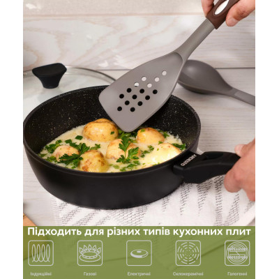 ARDESTO Сковорода глибока з кришкою Gemini Livorno, 26см, алюміній, чорний