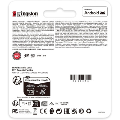 Kingston Карта пам'яті Kingston microSD 512GB C10 UHS-I U3 A2 V30 R200/W160MB/s Kingston Карта пам'яті Kingston microSD 512GB C10 UHS-I U3 A2 V30 R200/W160MB/s