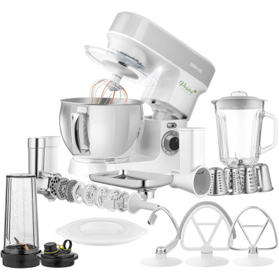 Sencor Кухонная машина 1200Вт, чаша-метал, корпус-пластик, насадок-19, білий