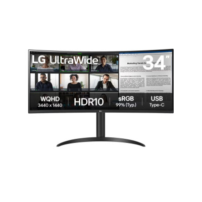 LG Монітор LG 34" 34WR55QK-B 2xHDMI, DP, USB-C, Audio, VA, 3440x1440, 100Hz, sRGB 99%, HAS, HDR10