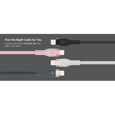 Belkin Кабель USB-A - Lightning плетений, силіконовий, з ремінцем на магніті, 1м, чорний