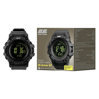 2E Tactical Тактичні годинники Armor GT Black з компасом та крокоміром