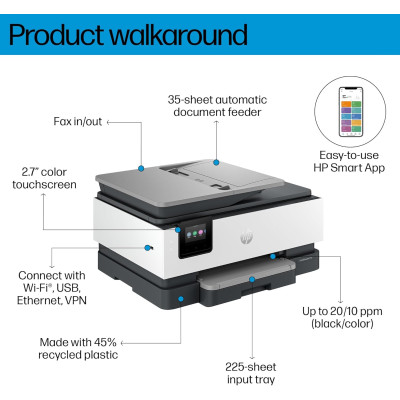 HP Багатофункціональний пристрій A4 OfficeJet Pro 8123 з Wi-Fi