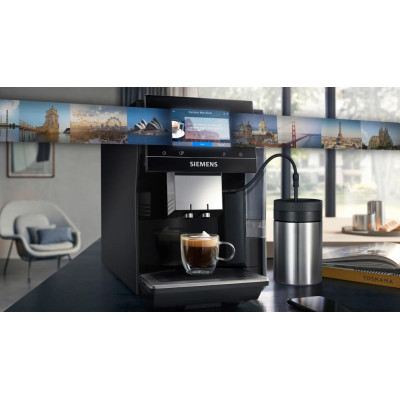 Siemens Кавомашина, 2.4л, зерно+мелена, автомат.капуч, LED-дисплей, авторецептів -19, чорний