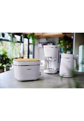 Philips Тостер Series Eco Conscious Edition, 830Вт, біопластик, кришка від пилу, шовковий білий