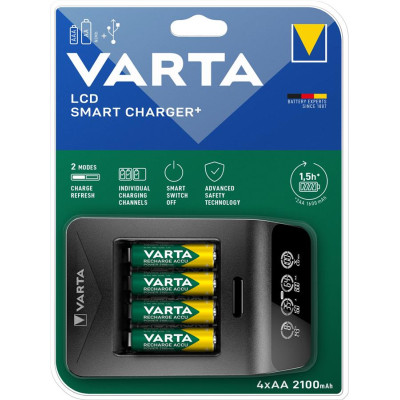 VARTA Зарядний пристрій LCD Smart Plus CHARGER+4xAA 2100 mAh