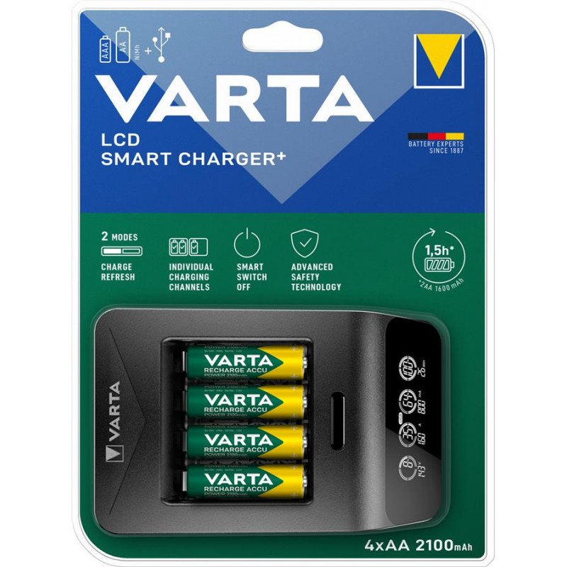 VARTA Зарядний пристрій LCD Smart Plus CHARGER+4xAA 2100 mAh