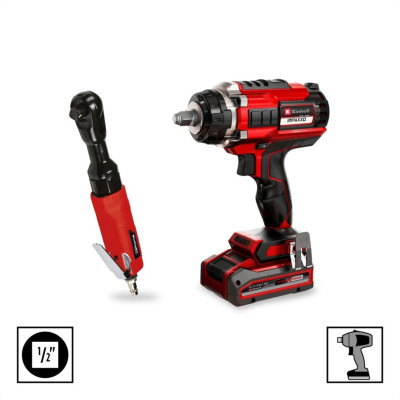 Einhell Набір ударних торцевих головок 80мм 1/2" крейда, вимірювач протектора кейс 3шт