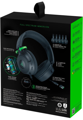 Razer Гарнітура ігрова Kraken V4 X, 7.1, USB-A, 1.8м, RGB, чорний