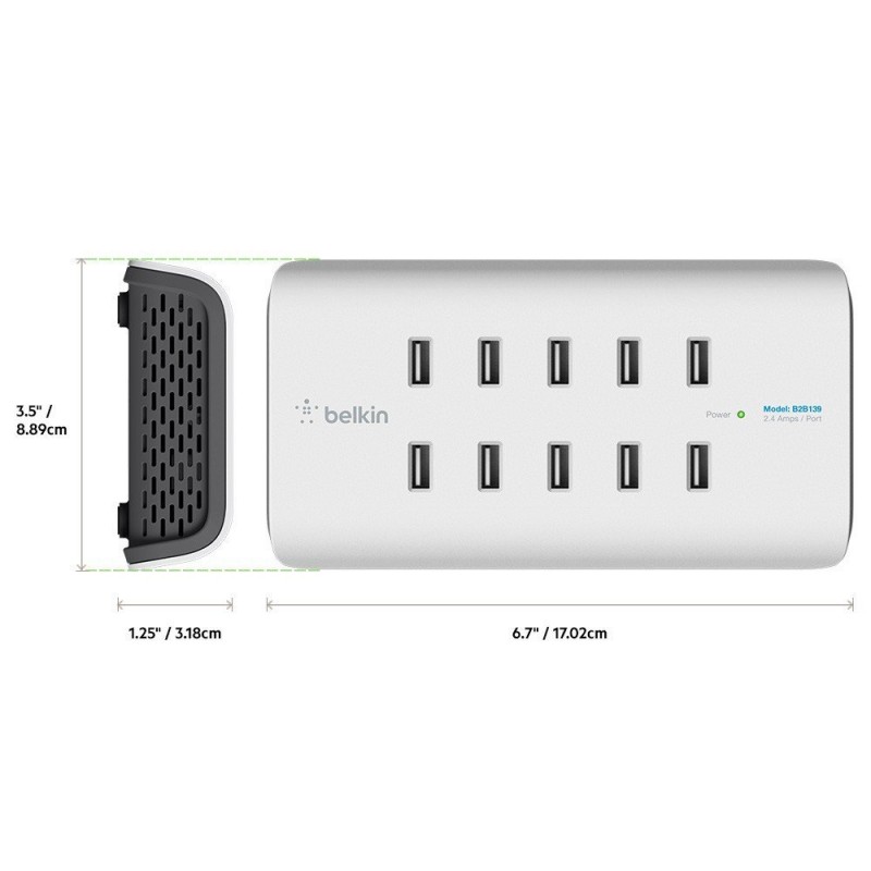 Belkin Станция для зарядки RockStar 10 PORT USB-A CHARGER 2.4 Amp, 120W