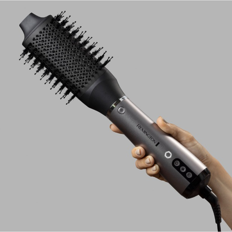 Remington Фен-щітка ProLuxe You Adaptive, 1000Вт, 3 режими, іонізація, хол. обдув, кераміка, сірий