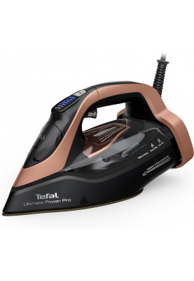 Tefal Утюг Ultimate Power Pro, 3200Вт, 350мл, паровий удар -300гр, постійна пара - 85гр, керам. підошва, чорно-золотий