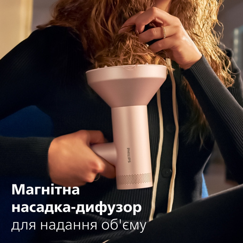 Philips Фен 8000 Series, 1400Вт, 3 режими, іонізація, хол. обдув, турборежим, рожевий