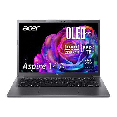 Acer Ноутбук Aspire 14 A14-52M 14" WUXGA OLED, Intel U7-258V, 32GB, F1TB, UMA, Win11, сірий