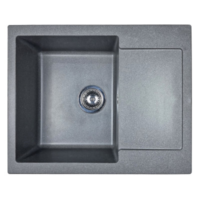 Adamant Мийка кухонная Minimal, штучний камінь, прямокут., з крилом, 615х495х200мм, чаша - 1, врізна, сірий