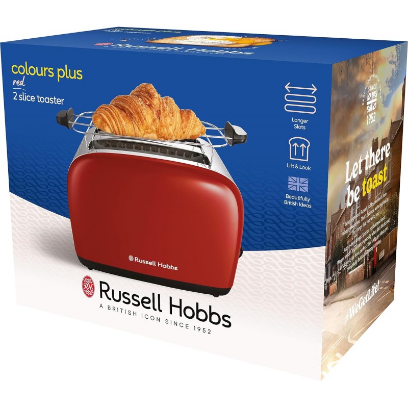 Russell Hobbs Тостер Colours Plus, 1600Вт, нержав., підігрів,разморозка, червоний