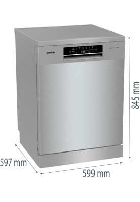 Gorenje Посудомийна машина, 16компл., A++, 60см, дисплей, 3 кошики, AquaStop, сірий