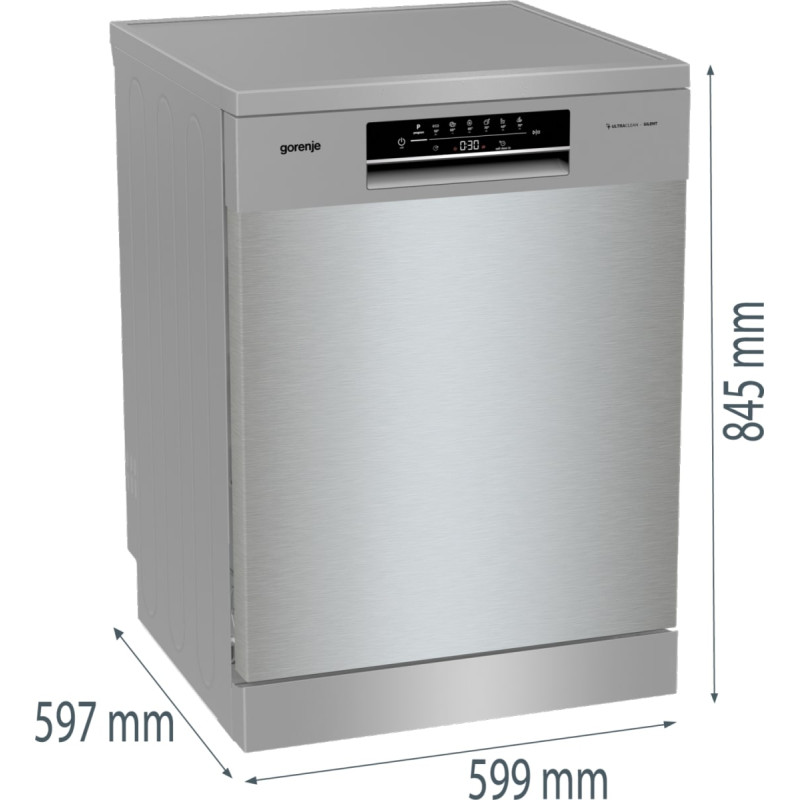 Gorenje Посудомийна машина, 16компл., A++, 60см, дисплей, 3 кошика, AquaStop, сірий