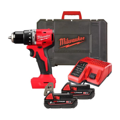 Milwaukee Шурупокрут-дриль акумуляторний BLPDRC-202C 18В 2х2А·рік 60.5Нм 0·1700об·хв ЗП M12-18C кейс 1.5кг