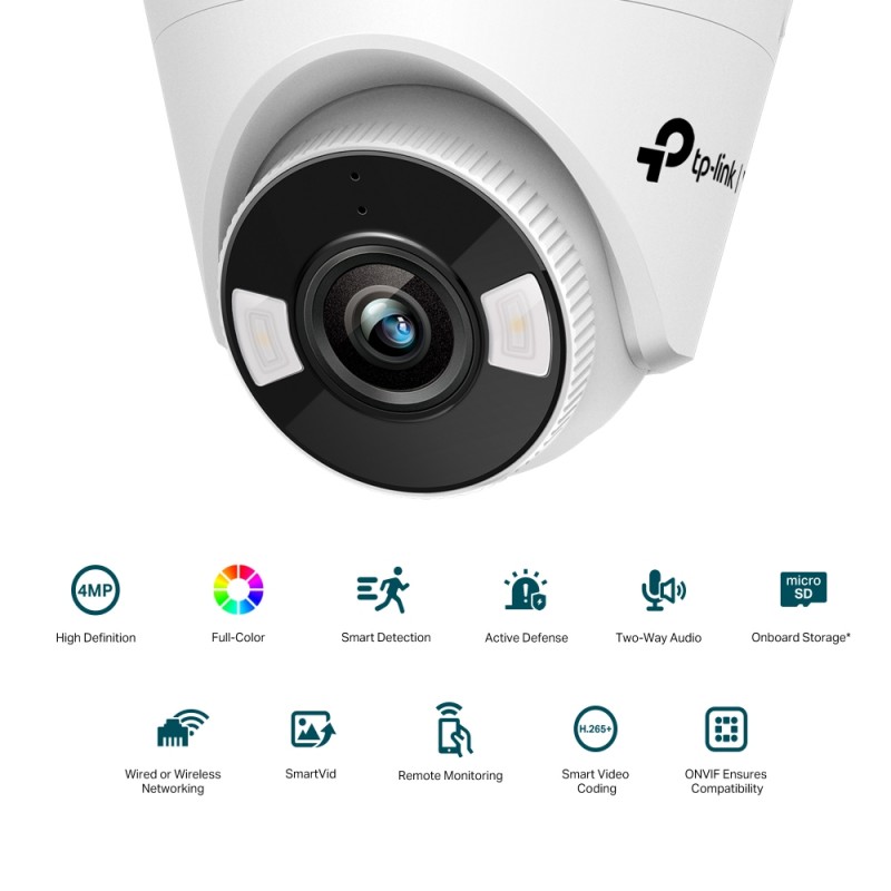TP-Link IP-Камера VIGI C440-2.8, PoE, 4Мп, 2,8 мм, H265+, IP66, Turret, кольорове нічне бачення, внутрішня