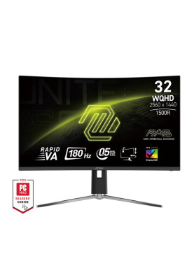 MSI Монітор 31.5" MAG 32CQ6PF 2x HDMI, DP, Audio, VA, 2560x1440, 180Hz, 0.5ms, sRGB 101%, CURVED, AdaptiveSync, HAS
