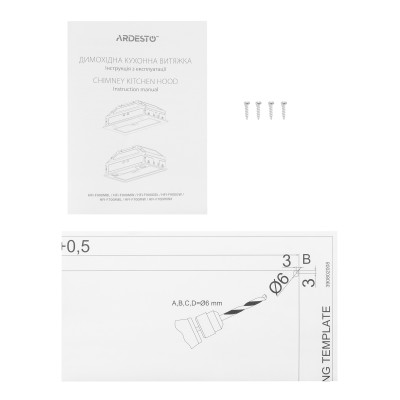 ARDESTO Витяжка вбудована, 52см, 450м3ч, чорний