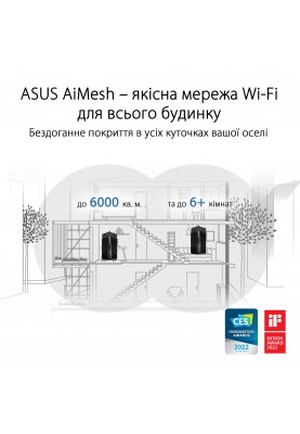 ASUS Маршрутизатор ZenWiFi Pro ET12 AXE11000 Wi-Fi6E 2PK 2xGE LAN 1x2.5GE LAN 1x2.5GE LAN 1x2.5GE WAN MU-MIMO OFDMA MESH