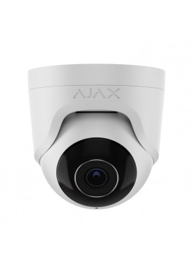 Ajax IP-Камера дротова TurretCam, 5мп, 2.8мм, Poe, True WDR, IP 65, ІЧ 35м, аудіо, кут огляду 100° до 110°, купольна, біла