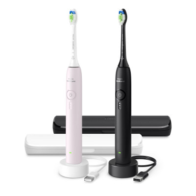 Philips Щітка зубна електр. Philips, Sonicare 3100 series, набір , 2шт в наборі , чорний, рожевий