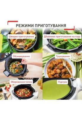 Tefal Мультиварка скороварка Cook4me Touch, 1600Вт, чаша-6л, сенсорне керування, 13 програм, управл. смартф., метал, пластик, чорний