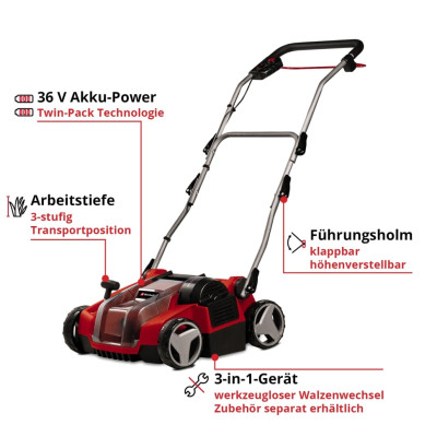 Einhell Аератор-скарифікатор акумуляторний GE-SC 36/35 Li-Solo 36В 35см безщітковий ножі 16шт 9.94кг (без АКБ та ЗП) Einhell Аератор-скарифікатор акумуляторний GE-SC 36/35 Li-Solo 36В 35см безщітковий ножі 16шт 9.94кг (без АКБ та ЗП)