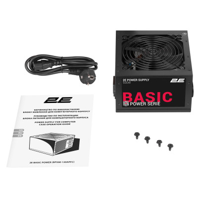 2E Блок живлення Basic Power (500W), 80%, 120мм, 1xMB 24pin(20+4), 1xCPU 8pin(4+4), 3xMolex, 4xSATA, 2xPCIe 8pin(6+2) 2E Блок живлення Basic Power (500W), 80%, 120мм, 1xMB 24pin(20+4), 1xCPU 8pin(4+4), 3xMolex, 4xSATA, 2xPCIe 8pin(6+2)