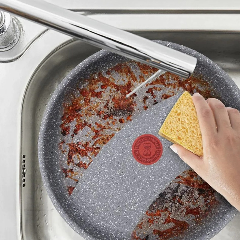 Tefal Сковорода ВОК Hard Stone,28см, алюміній, бакеліт, сірий