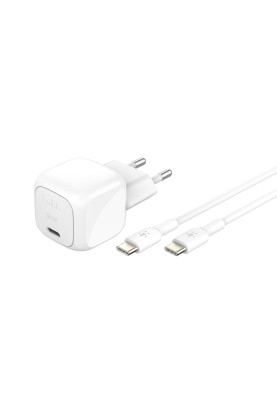 Belkin Зарядний пристрій мережевий 30Вт USB-С PD PPS, кабель USB-С > USB-C, 1м, PVC, білий