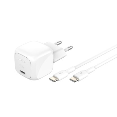Belkin Зарядний пристрій 30Вт USB-С PD PPS, кабель USB-С > USB-C, 1м, PVC, білий