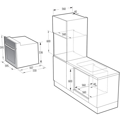 Gorenje Духова шафа Gorenje електрична, 61л, A+, дисплей, конвекція, чорний