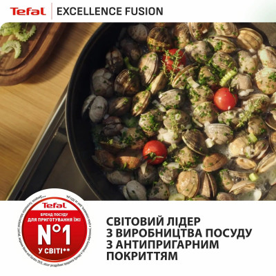 Tefal Сковорода Tefal Excellence Fusion, 24см, алюміній, нержавіюча сталь, бакеліт, чорний