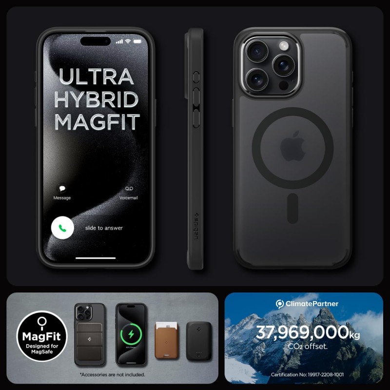 Spigen Чохол для Apple iPhone 15 Pro Max Ultra Hybrid MagFit, Frost Black