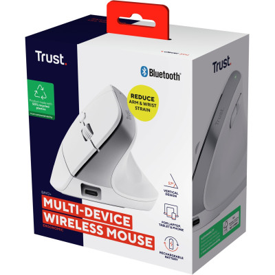 Trust Миша Trust Bayo+ Multidevice Ergonomic, BT/WL/USB-A, біла