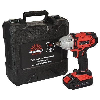 Vitals Гайковерт ударний акумуляторний Master AT 1825 Kit SmartLine+ 18В 1х2А·год 2800об/хв 250Нм квадрат1/2" кейс 3.2кг