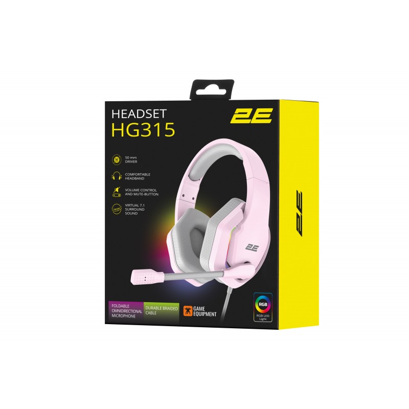 2E Gaming Гарнітура HG315 RGB USB 7.1 Pink