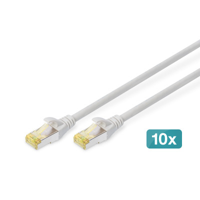 Digitus Патч-корд CAT 6a S-FTP, 1м, AWG 26/7, Cu, LSZH, сірий, 10шт.