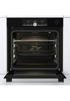 Gorenje Духова шафа електрична, 77л, A+, TouchFree, пара, дисплей, Wi-Fi керування, піроліз, готув. на різн рівнях, нерж