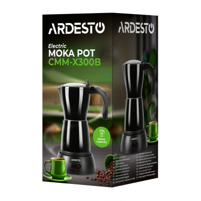 ARDESTO Кофеварка електрична гейзерна 0.3л, мелена, чорний