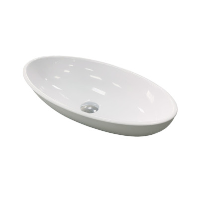 Adamant Раковина, умивальник ANDERE NEW, штучний камінь, овальна, без відвернення для змішувача та переливу, 590х295х130мм, накладний, білий