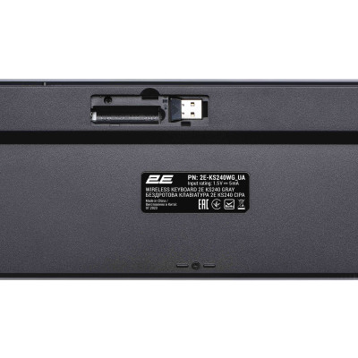 2E Клавіатура мембранна KS240 110key, WL/BT, EN/UK, сіро-чорний 2E Клавіатура мембранна KS240 110key, WL/BT, EN/UK, сіро-чорний